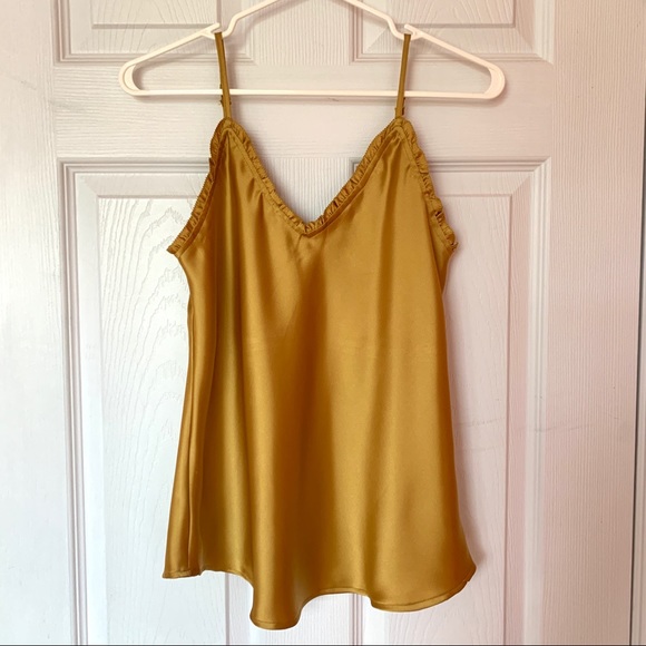 Gold Satin Ruffle Camisole - Picture 2 of 4